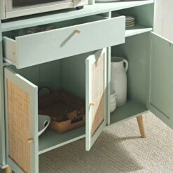 Frances Woven Rattan Kitchen Cabinet, Mint -Daals FT BUFFET 01 SAGE scene2