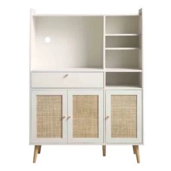 Frances Woven Rattan Kitchen Cabinet, White -Daals FT BUFFET 01 WHITE WB1