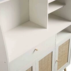 Frances Woven Rattan Kitchen Cabinet, White -Daals FT BUFFET 01 WHITE detail1