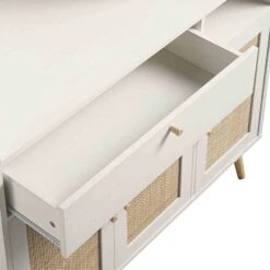 Frances Woven Rattan Kitchen Cabinet, White -Daals FT BUFFET 01 WHITE detail2