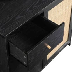 Frances Woven Rattan Dresser, Black -Daals FT BUFFET 02 BLACK detail4