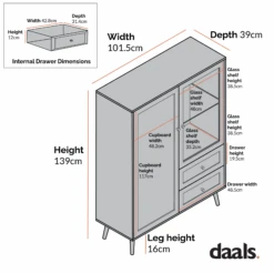 Frances Woven Rattan Display Cabinet, Natural -Daals FT CAB 01 CHART