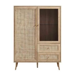 Frances Woven Rattan Display Cabinet, Natural -Daals FT CAB 01 NAT WB1