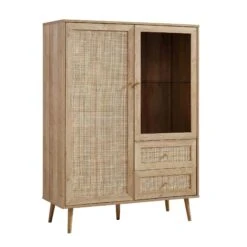 Frances Woven Rattan Display Cabinet, Natural -Daals FT CAB 01 NAT WB2