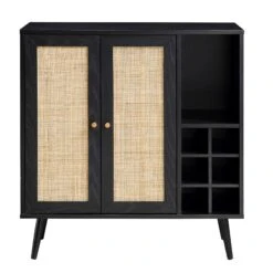 Frances Woven Rattan Drinks Cabinet, Black -Daals FT CAB 02 BLACK WB1