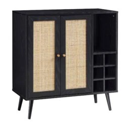 Frances Woven Rattan Drinks Cabinet, Black -Daals FT CAB 02 BLACK WB2