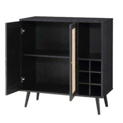 Frances Woven Rattan Drinks Cabinet, Black -Daals FT CAB 02 BLACK WB3
