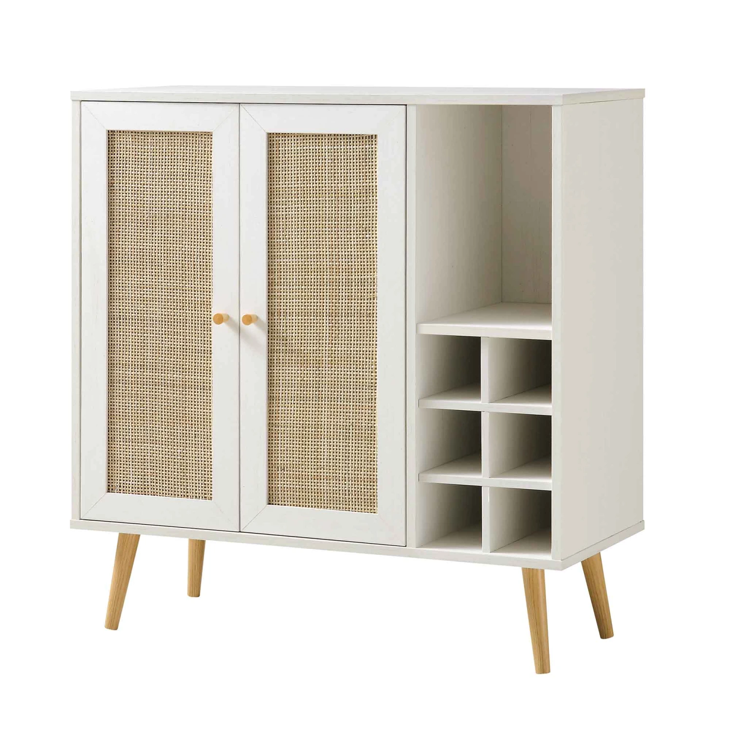 Frances Woven Rattan Drinks Cabinet, White 4 Frances Woven Rattan Drinks Cabinet, White - Image 4