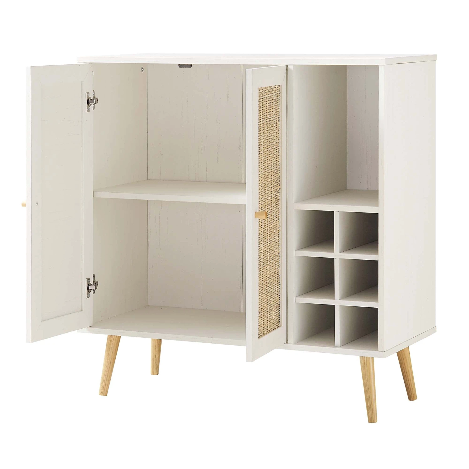 Frances Woven Rattan Drinks Cabinet, White 6 Frances Woven Rattan Drinks Cabinet, White - Image 6