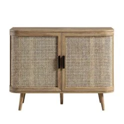 Izzy Curved Rattan 2-Door Small Sideboard, Natural -Daals FT CAB 03 NAT WB1