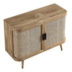 Izzy Curved Rattan 2-Door Small Sideboard, Natural -Daals FT CAB 03 NAT WB5