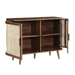 Izzy Curved Rattan 2-Door Small Sideboard, Walnut -Daals FT CAB 03 WALN WB3
