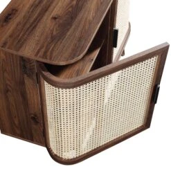 Izzy Curved Rattan 2-Door Small Sideboard, Walnut -Daals FT CAB 03 WALN detail1