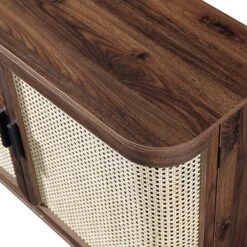 Izzy Curved Rattan 2-Door Small Sideboard, Walnut -Daals FT CAB 03 WALN detail3