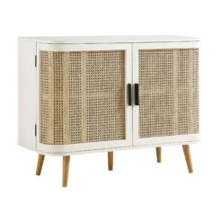 Izzy Curved Rattan 2-Door Small Sideboard, White -Daals FT CAB 03 WHITE WB2