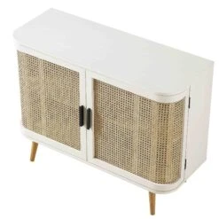 Izzy Curved Rattan 2-Door Small Sideboard, White -Daals FT CAB 03 WHITE WB5