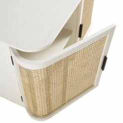 Izzy Curved Rattan 2-Door Small Sideboard, White -Daals FT CAB 03 WHITE detail1
