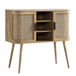 Izzy Curved Rattan 2-Door Buffet Sideboard, Natural -Daals FT CAB 04 NAT WB2