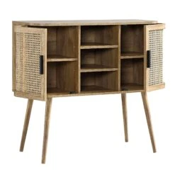 Izzy Curved Rattan 2-Door Buffet Sideboard, Natural -Daals FT CAB 04 NAT WB3
