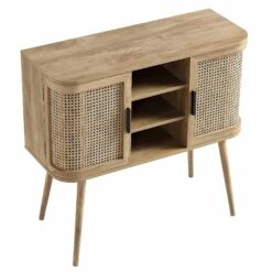 Izzy Curved Rattan 2-Door Buffet Sideboard, Natural -Daals FT CAB 04 NAT WB4
