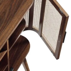 Izzy Curved Rattan 2-Door Buffet Sideboard, Walnut -Daals FT CAB 04 WALN detail2