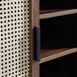 Izzy Curved Rattan 2-Door Buffet Sideboard, Walnut -Daals FT CAB 04 WALN detail4