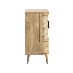 Izzy Curved Rattan 1-Drawer Small Sideboard, Natural -Daals FT CAB 05 NAT WB6