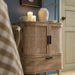 Izzy Curved Rattan 1-Drawer Small Sideboard, Natural -Daals FT CAB 05 NAT scene3