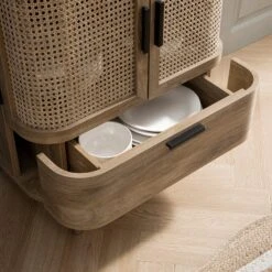 Izzy Curved Rattan 1-Drawer Small Sideboard, Natural -Daals FT CAB 05 NAT scene5