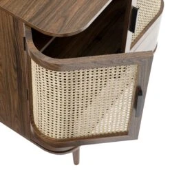 Izzy Curved Rattan 1-Drawer Small Sideboard, Walnut -Daals FT CAB 05 WALN detail3