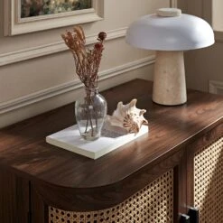 Izzy Curved Rattan 1-Drawer Small Sideboard, Walnut -Daals FT CAB 05 WALN scene5