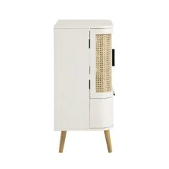 Izzy Curved Rattan 1-Drawer Small Sideboard, White -Daals FT CAB 05 WHITE WB6