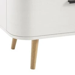 Izzy Curved Rattan 1-Drawer Small Sideboard, White -Daals FT CAB 05 WHITE detail4