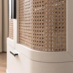 Izzy Curved Rattan 1-Drawer Small Sideboard, White -Daals FT CAB 05 WHITE scene5