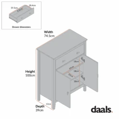 Oakham Small Sideboard With Drawer, Olive Grove -Daals FT CAB 06 CHART 5