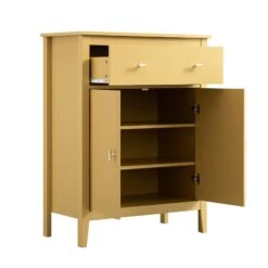 Oakham Small Sideboard With Drawer, Rattan Yellow -Daals FT CAB 06 SAFYEL WB4