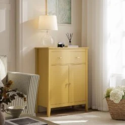 Oakham Small Sideboard With Drawer, Rattan Yellow -Daals FT CAB 06 SAFYEL scene2