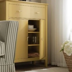 Oakham Small Sideboard With Drawer, Rattan Yellow -Daals FT CAB 06 SAFYEL scene4