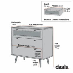 Anya Woven Rattan Chest Of 3 Drawer In Natural Colour -Daals FT COD 001 CHART