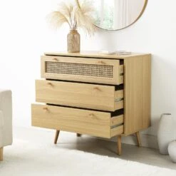 Anya Woven Rattan Chest Of 3 Drawer In Natural Colour -Daals FT COD 001 NATURAL scene2