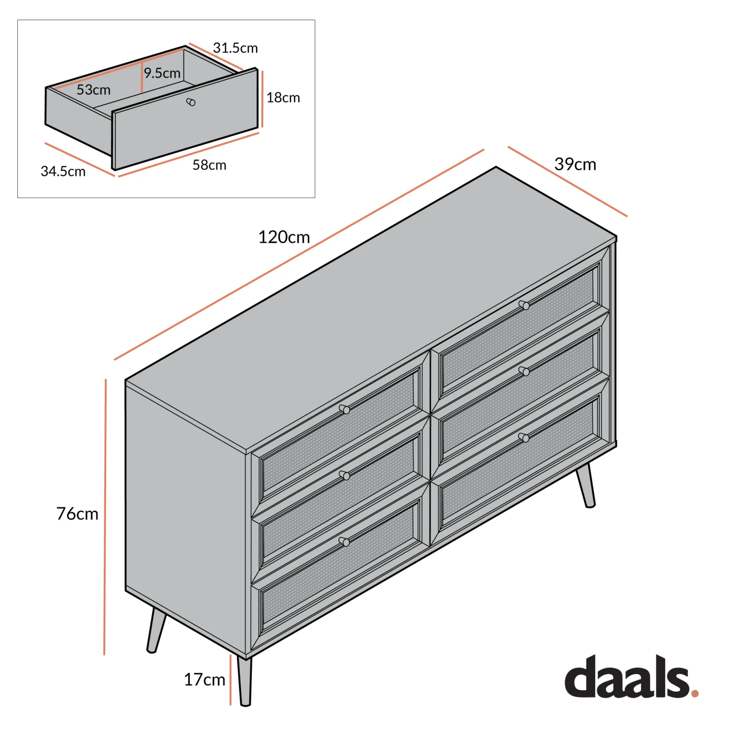 Frances Woven Rattan Chest Of 6 Drawers, Natural 5 Frances Woven Rattan Chest Of 6 Drawers, Natural - Image 5