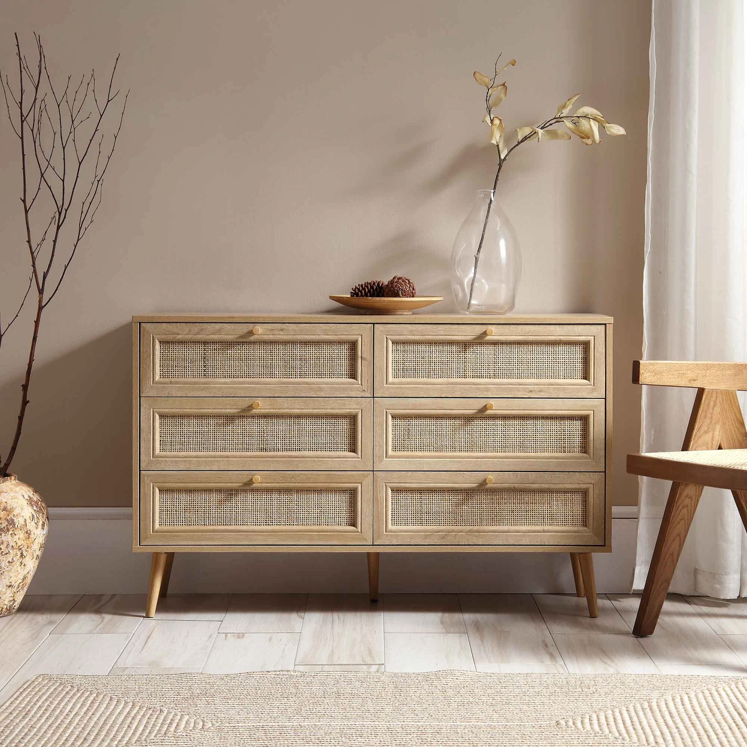 Frances Woven Rattan Chest Of 6 Drawers, Natural 1 Frances Woven Rattan Chest Of 6 Drawers, Natural