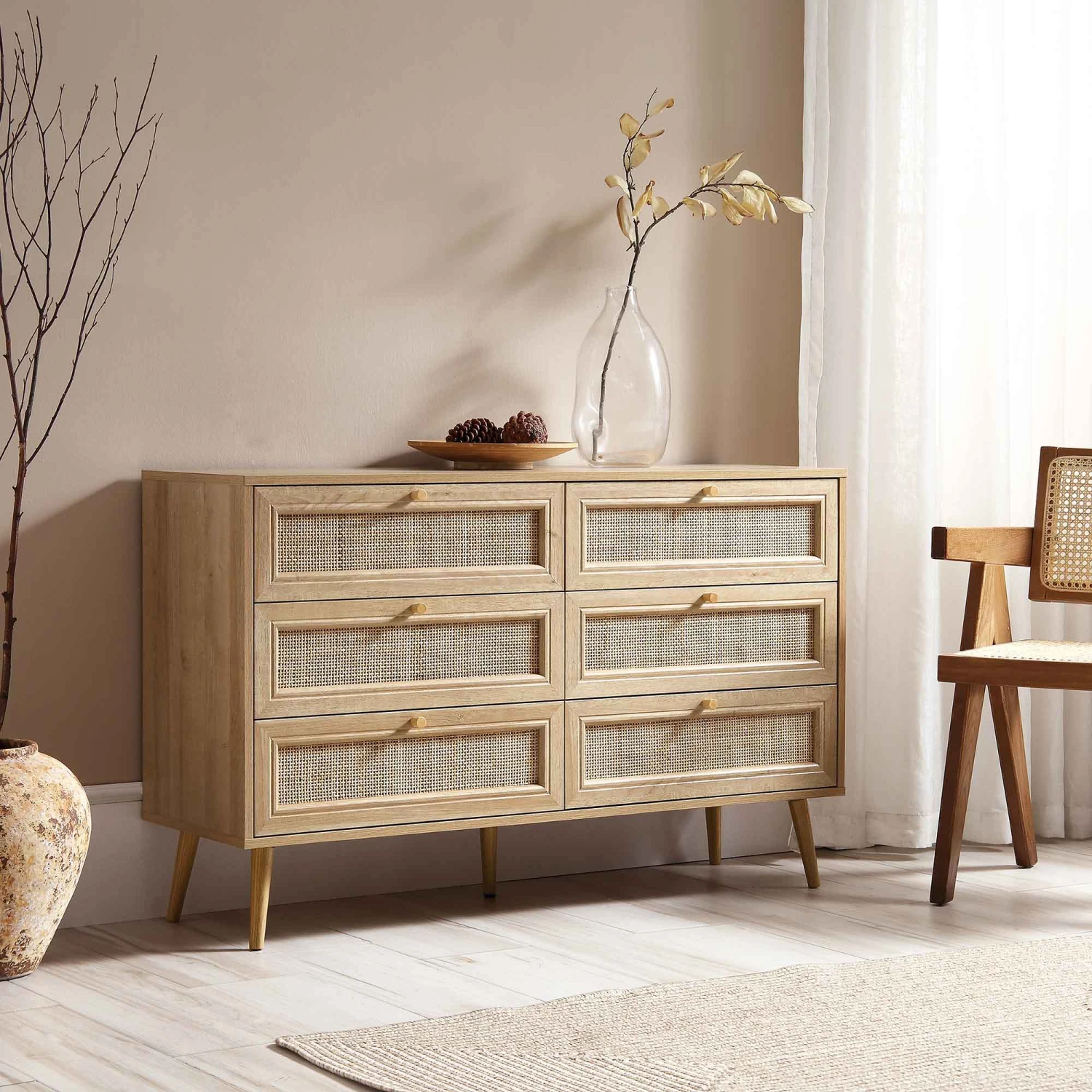 Frances Woven Rattan Chest Of 6 Drawers, Natural 2 Frances Woven Rattan Chest Of 6 Drawers, Natural - Image 2