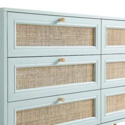 Frances Woven Rattan Chest Of 6 Drawers, Mint -Daals FT COD 002 SAGE detail1
