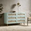 Frances Woven Rattan Chest Of 6 Drawers, Mint