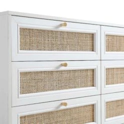 Frances Woven Rattan Chest Of 6 Drawers, White -Daals FT COD 002 WHITE detail1