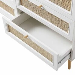 Frances Woven Rattan Chest Of 6 Drawers, White -Daals FT COD 002 WHITE detail2