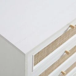 Frances Woven Rattan Chest Of 6 Drawers, White -Daals FT COD 002 WHITE detail5