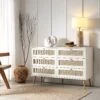 Frances Woven Rattan Chest Of 6 Drawers, White