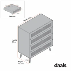 Frances Woven Rattan Tall Chest Of 4 Drawers, White 19 Frances Woven Rattan Tall Chest Of 4 Drawers, White -Daals FT COD 04 CHART